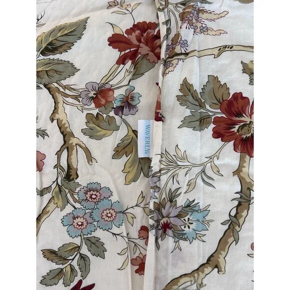 Set of 2 Waverly Charleston Chirp Bird Floral King Pillow Shams Scalloped Edge - Picture 8 of 12